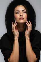 Minnie Rose Luxe Cashmere Poncho with Fur Hooded Trim