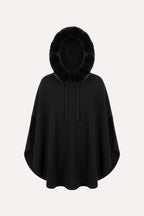 Minnie Rose Luxe Cashmere Poncho with Fur Hooded Trim