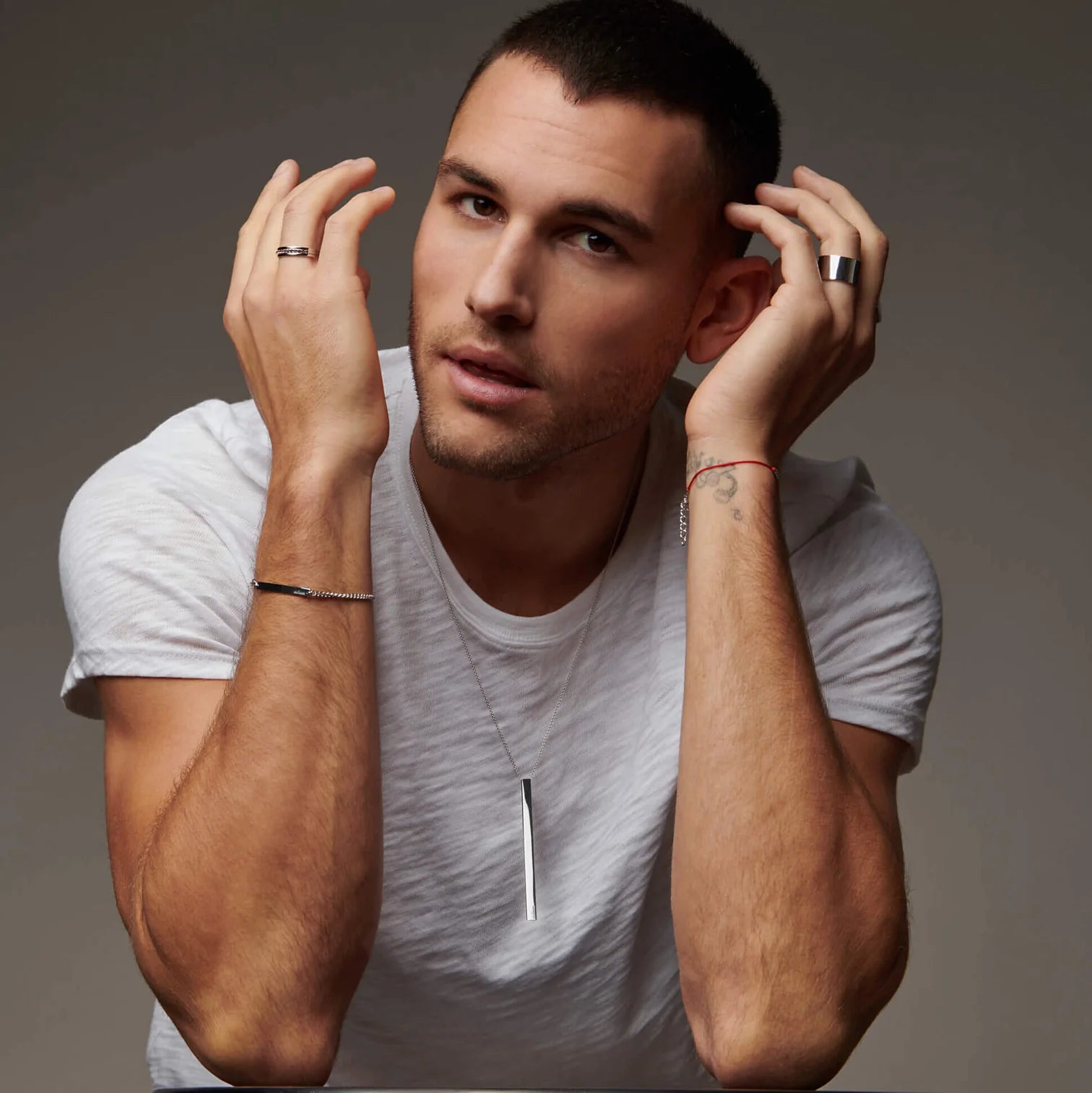 Atelium 925 Sterling Silver Long Bar Pendant Necklace