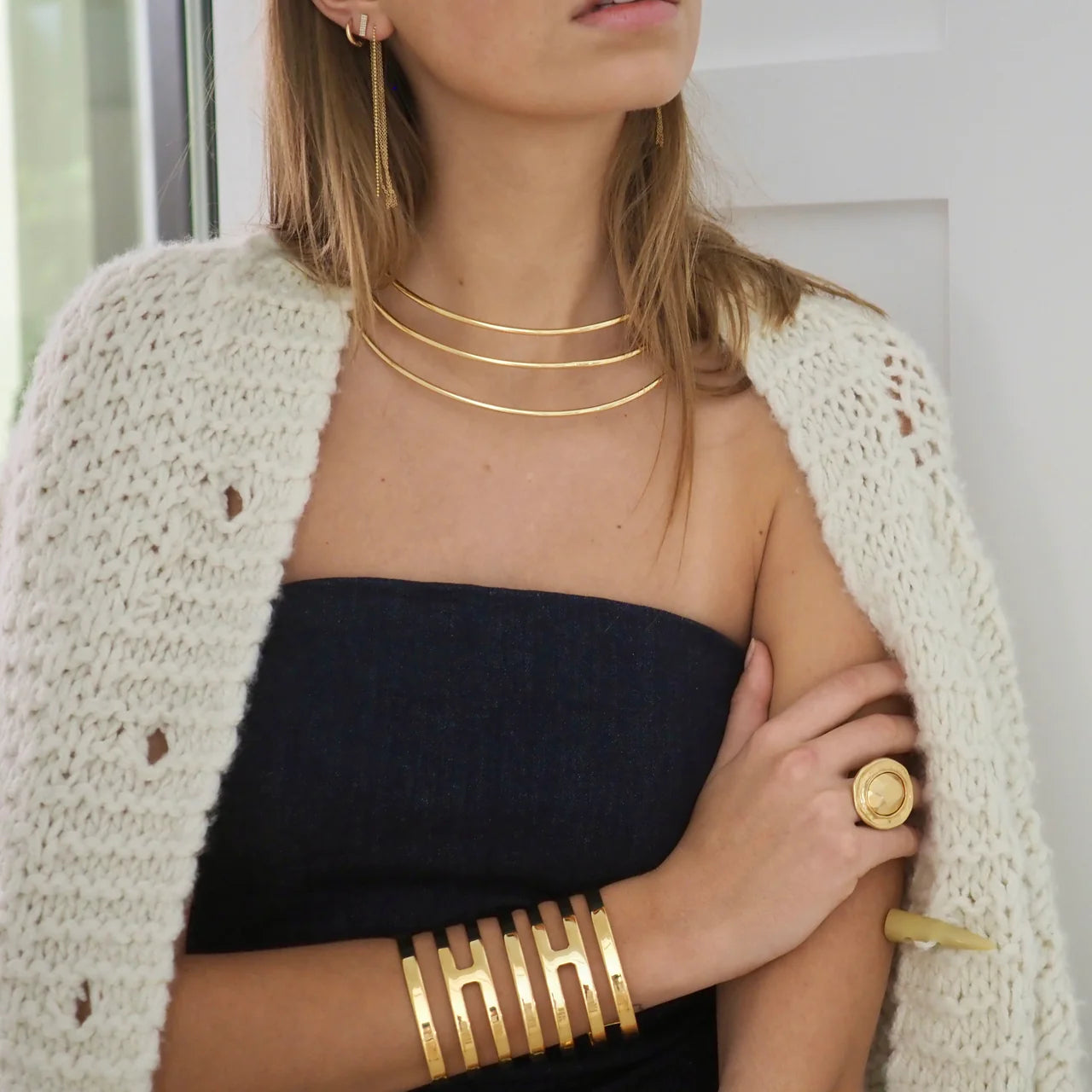 Allison Daniel Designs Lucy Triple Banded Cuff Necklace