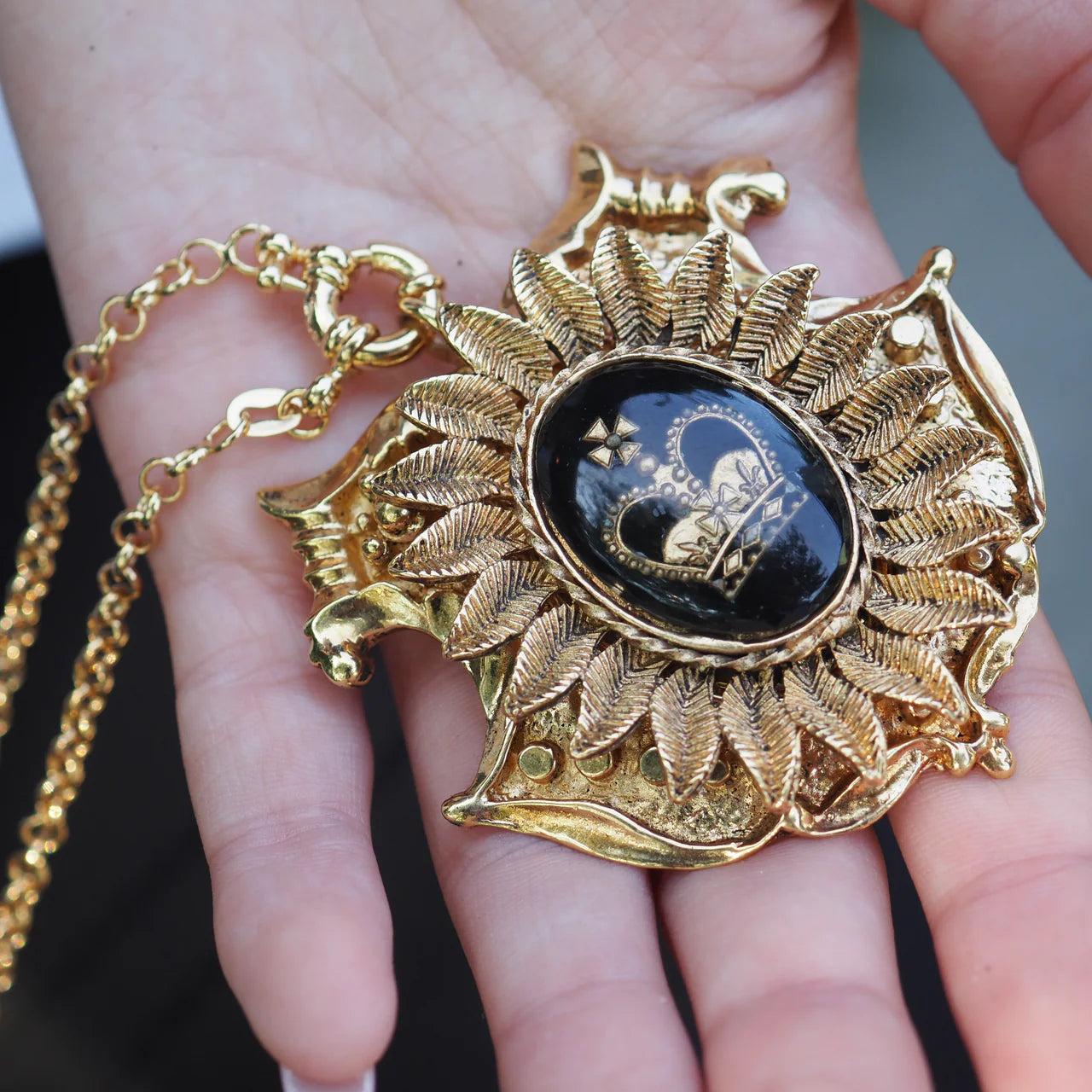 Allison Daniel Designs Queen Bee Shield Statement Necklace