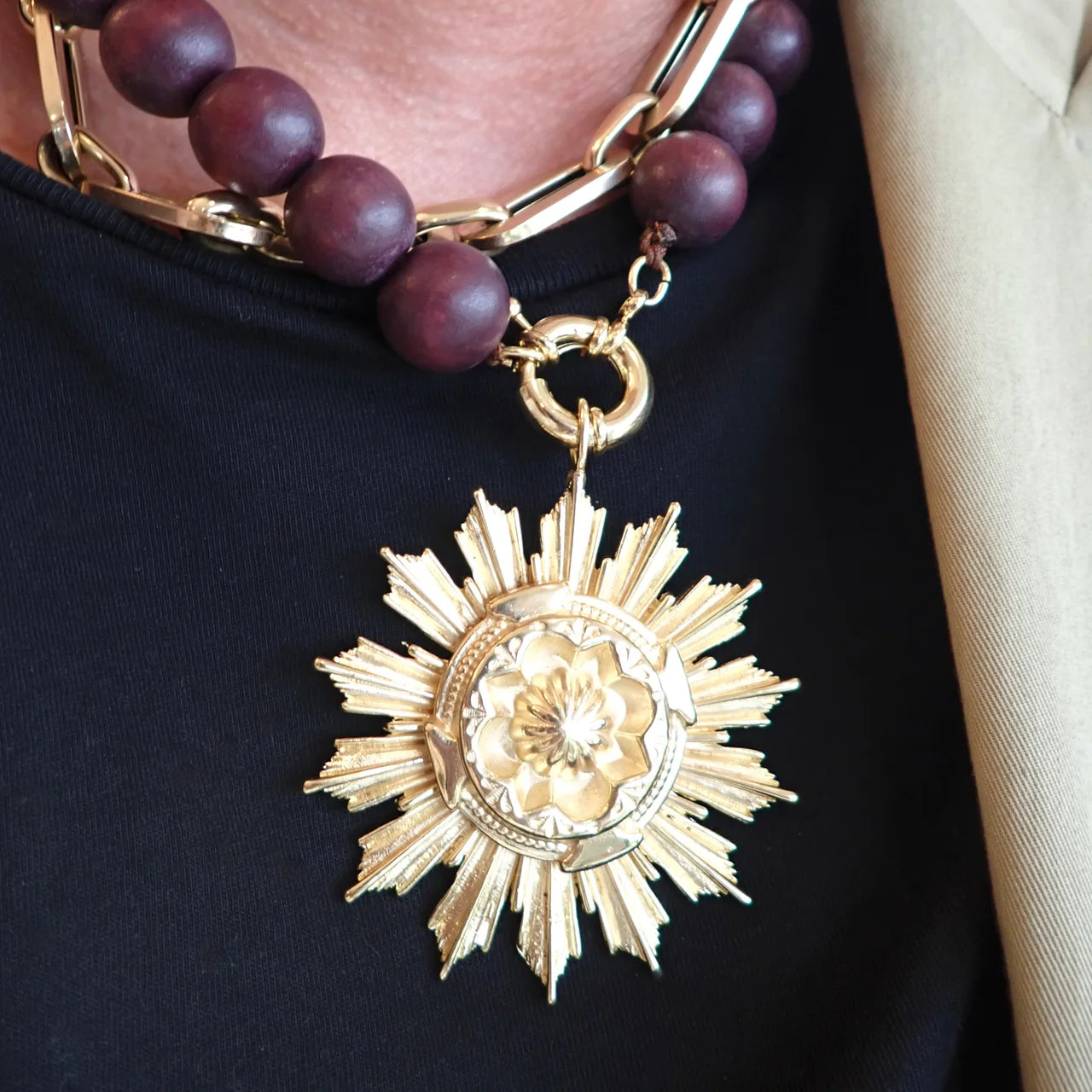 Allison Daniel Designs Ilia Aztec Burst Statement Necklace