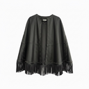 Jolie Jordan Fringe Studded Cape Black