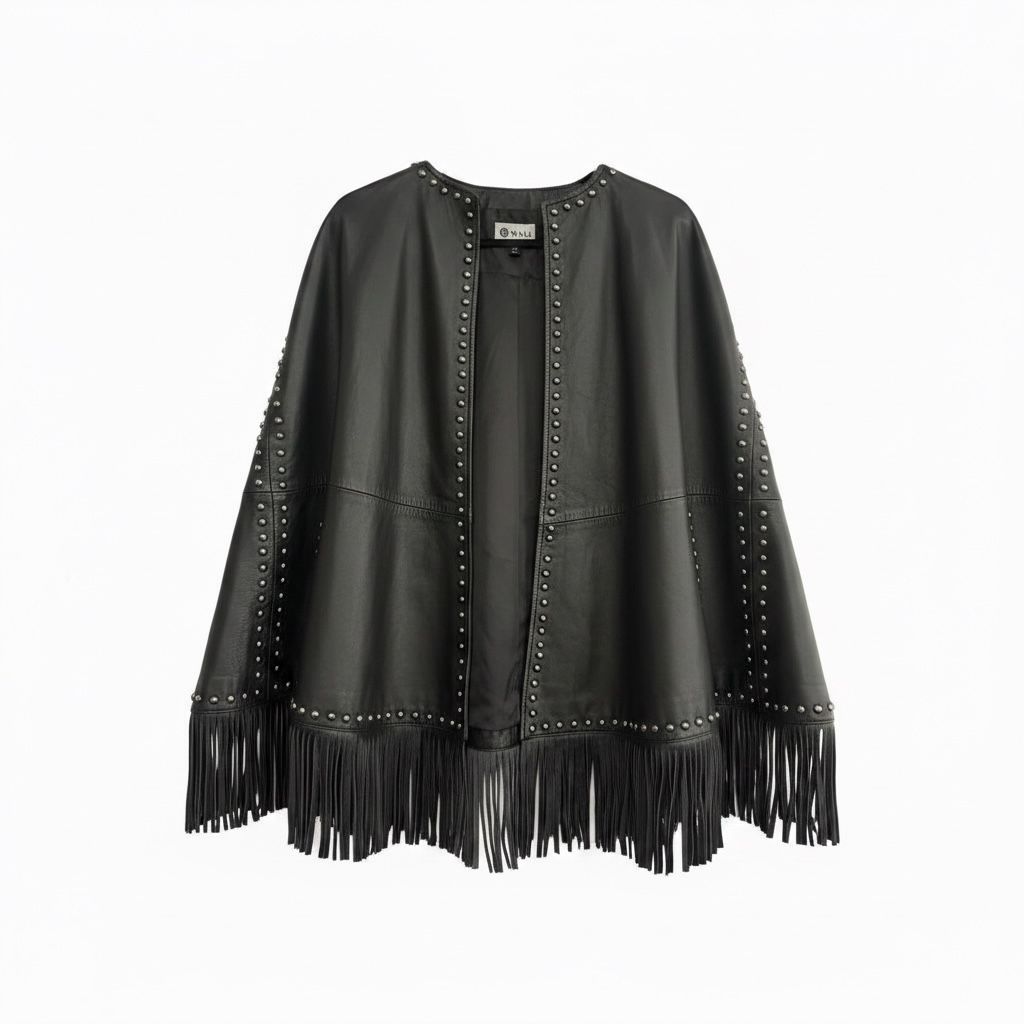 DEA the label Fringe Studded Cape Black