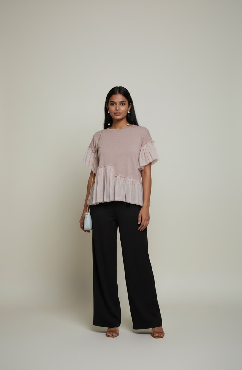 Avant Toi Silk Pink Ruffle Blouse