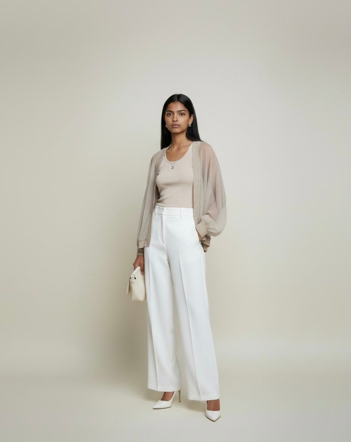 Avant Toi Silk Chiffon Cardigan Beige