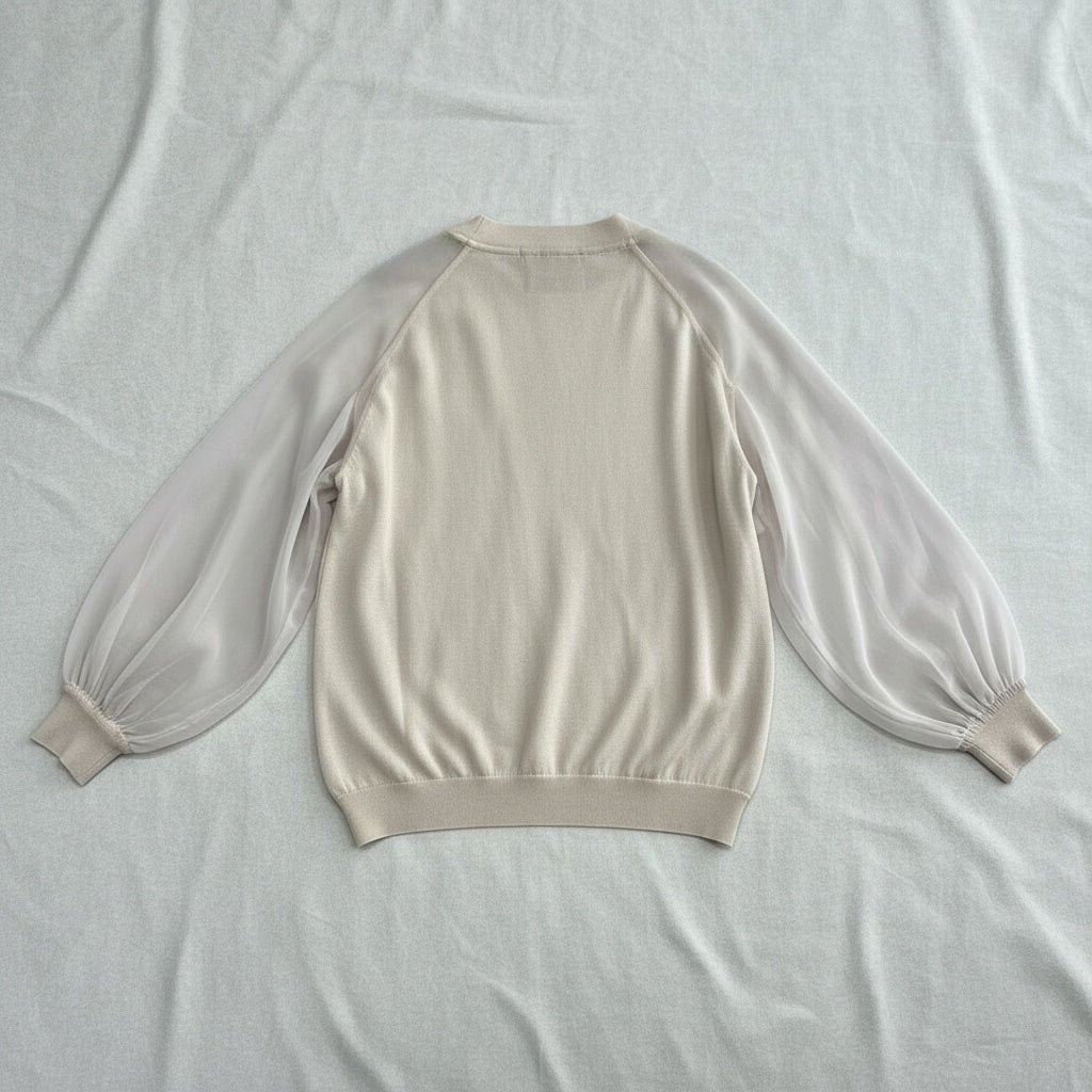 Avant Toi Silk Chiffon Cardigan Beige
