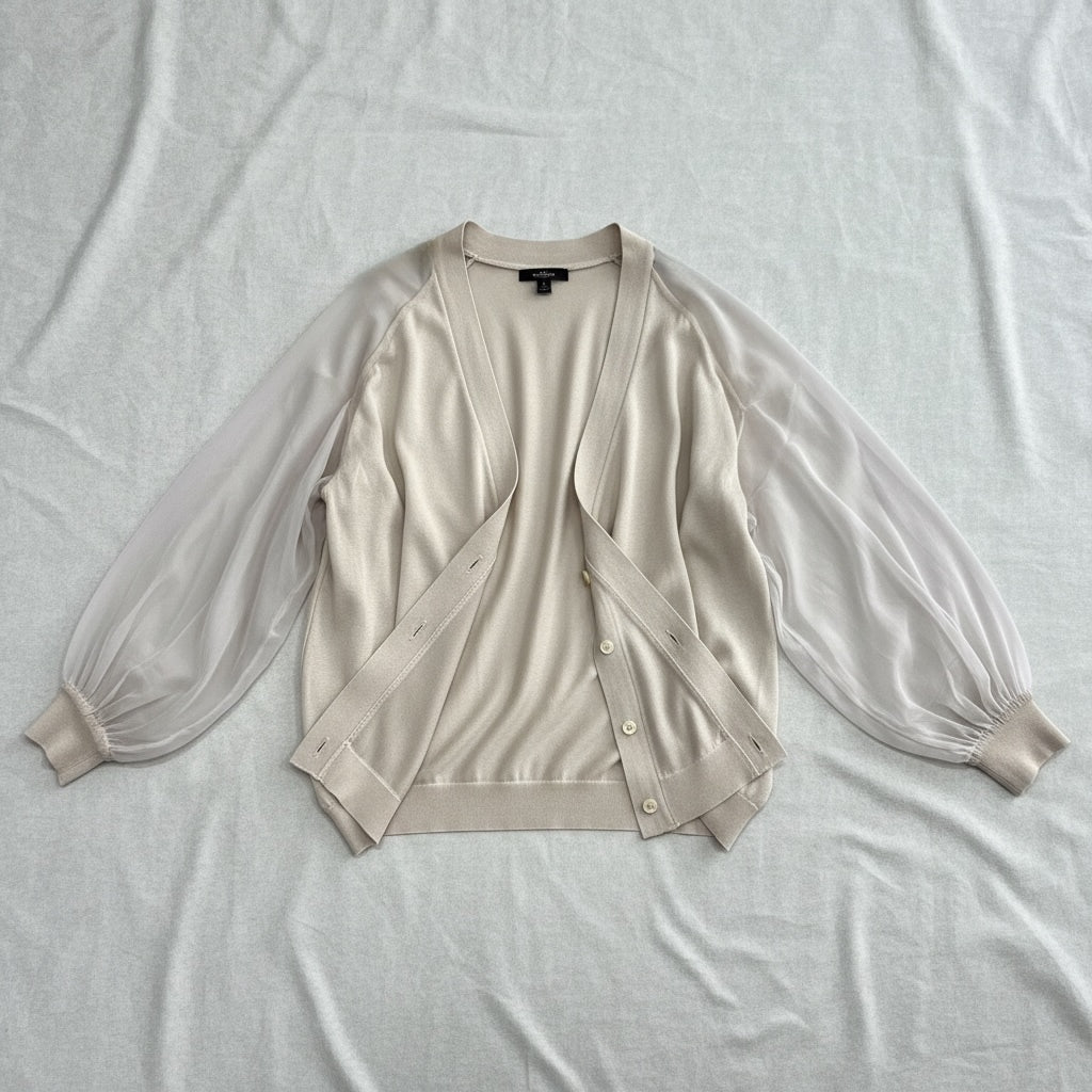 Avant Toi Silk Chiffon Cardigan Beige
