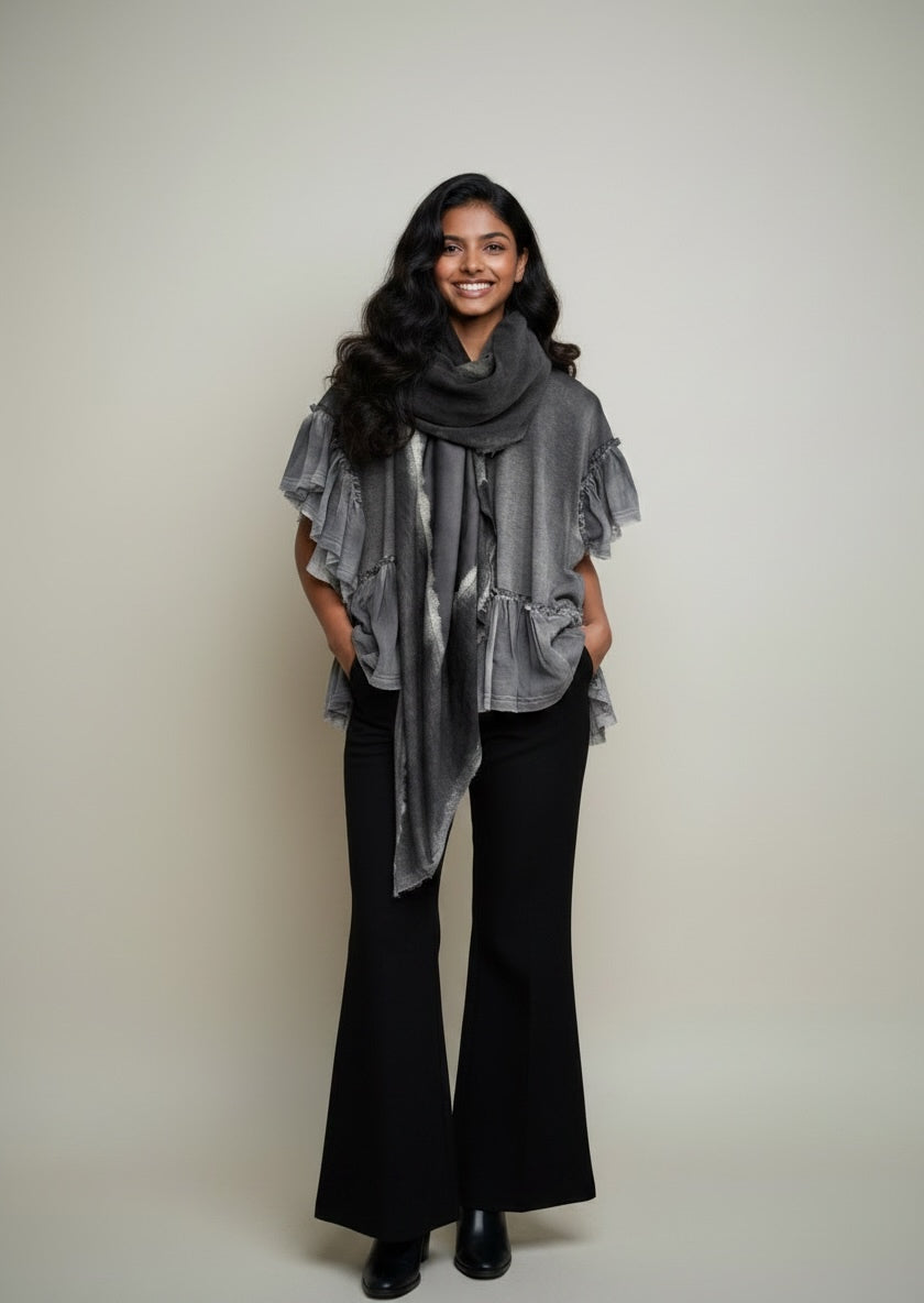 Avant Toi Silk Square Scarf Charcoal