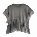 Avant Toi Silk Ruffle Top Charcoal