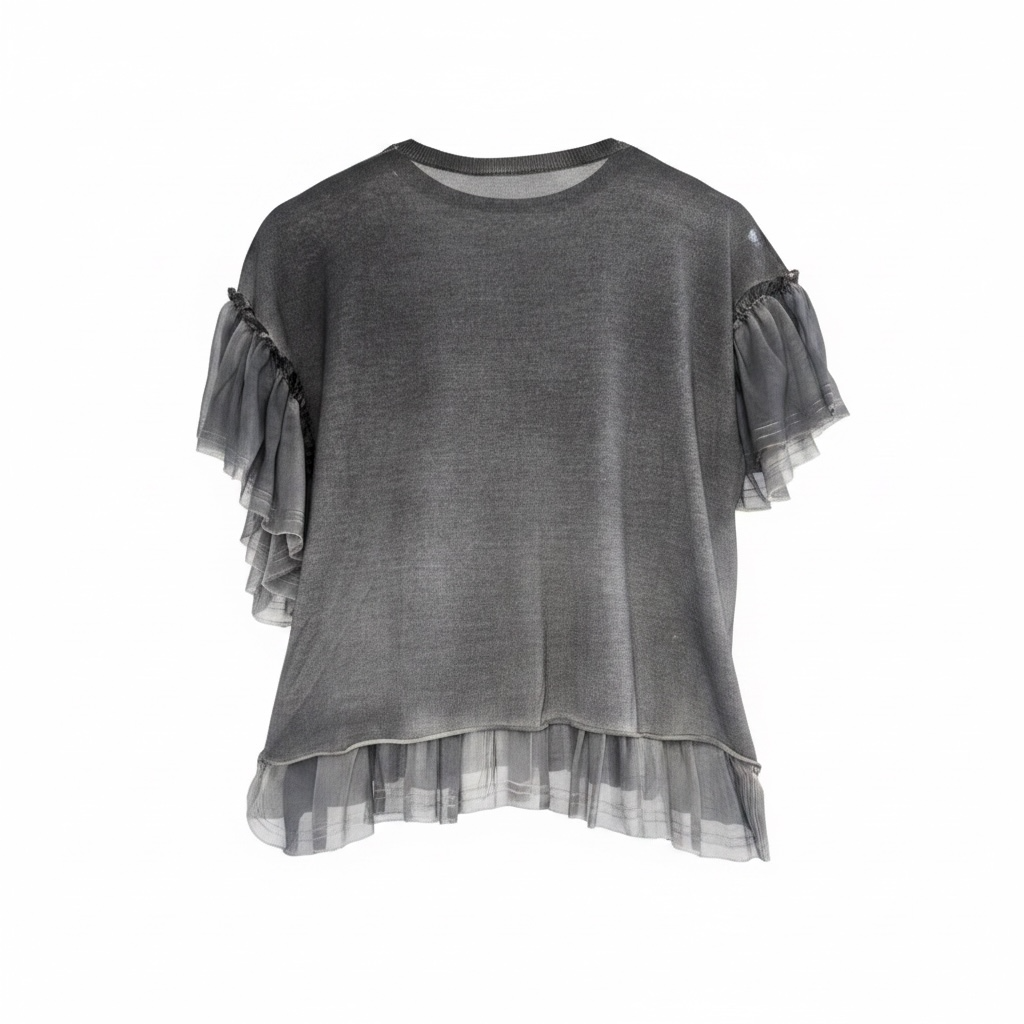 Avant Toi Silk Ruffle Top Charcoal