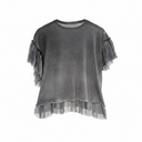 Avant Toi Silk Ruffle Top Charcoal