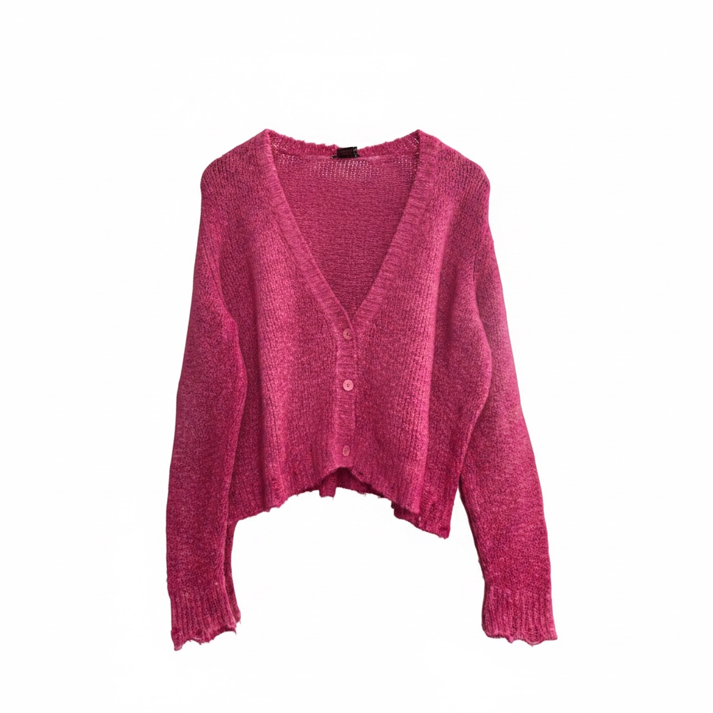 Avant Toi Button Up Sweater Hot Pink