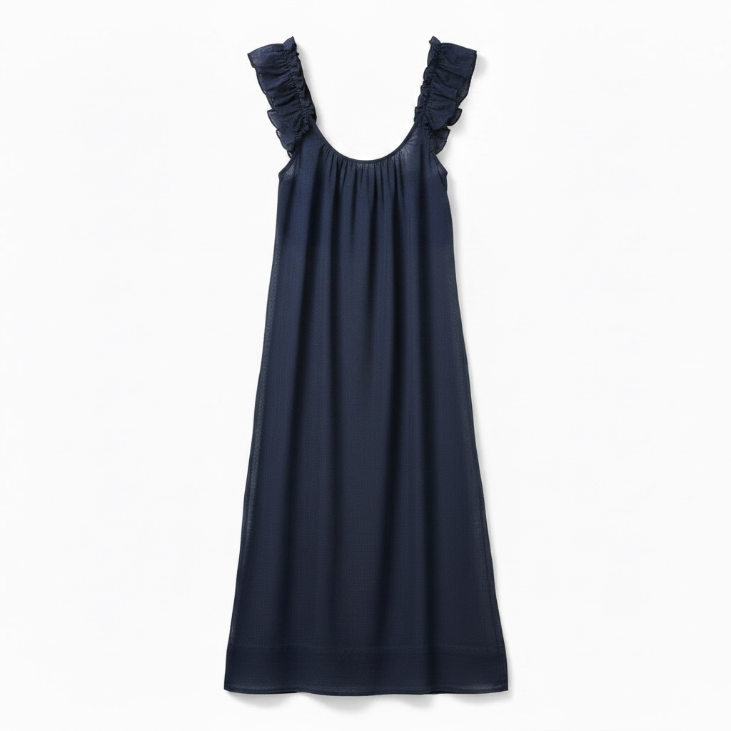 MILA Ruffle Sleeveless Dress Navy