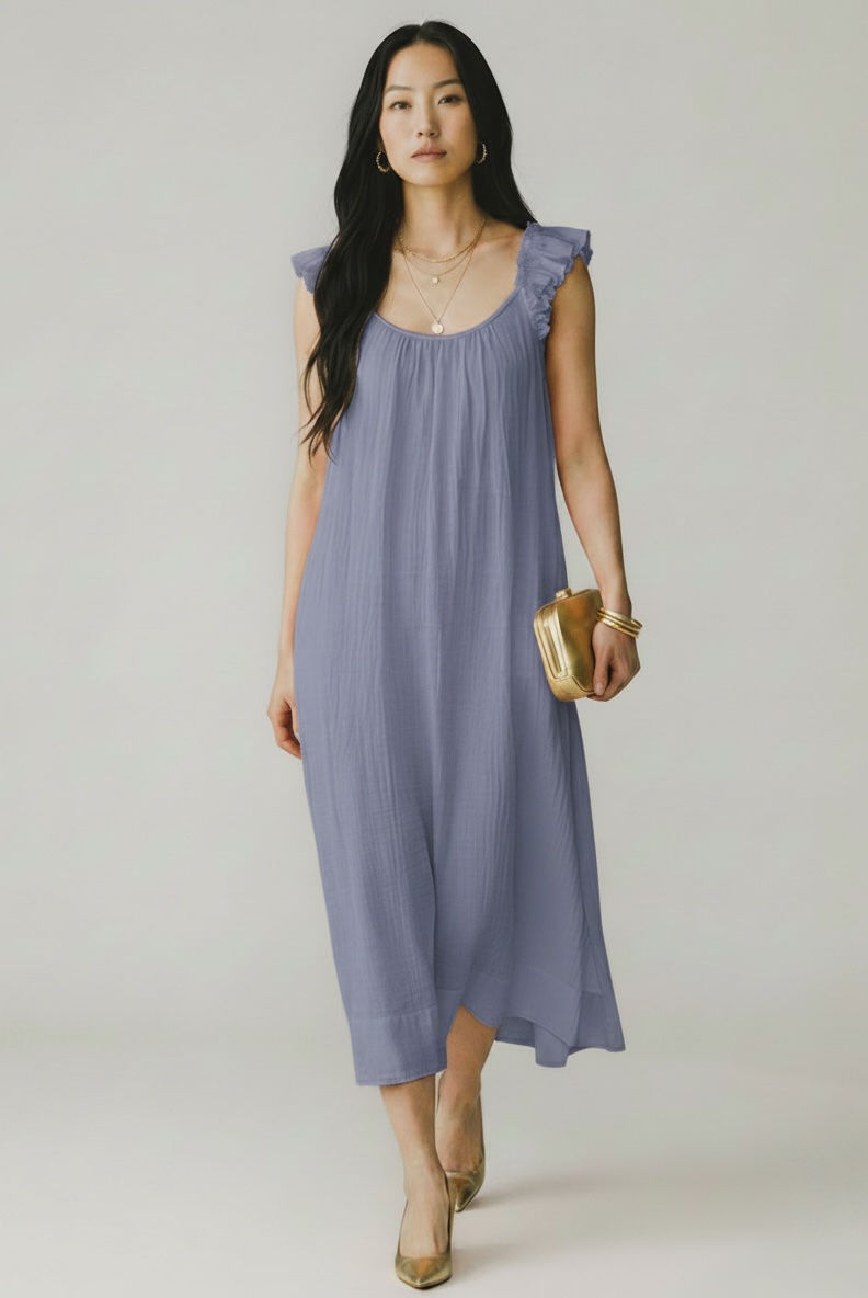 MILA Ruffle Sleeveless Dress Periwinkle
