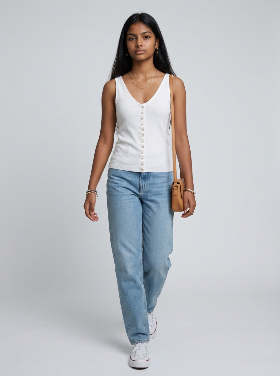 MILA Button Down Tank White
