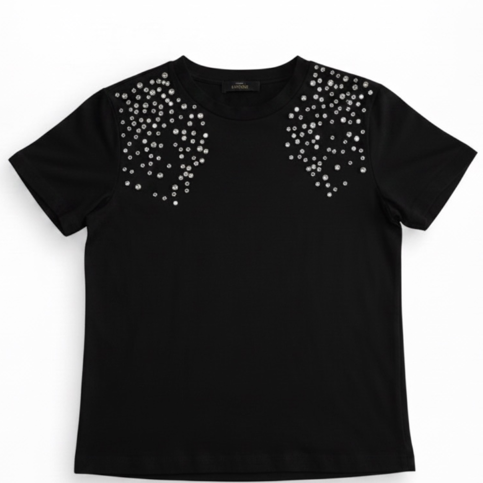 Twinset Actitude Cotton T-Shirt Rhinestones White