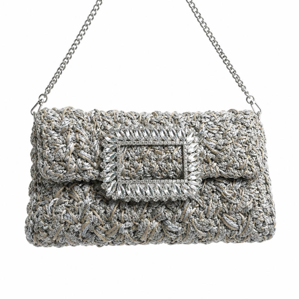 Lorenza Gandaglia Bebette Tweed Sequins + Crystal Buckle Taupe