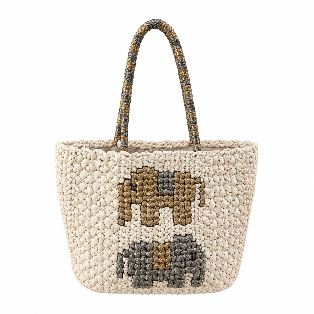 Lorenza Gandaglia Zuma Elephant Bag White/Grey/Gold
