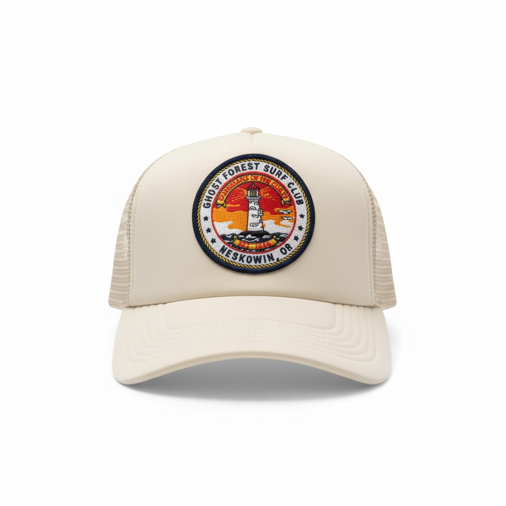 Ghost Forest Surf Club Guardian Trucker Hat Lighthouse