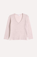 Minnie Rose Sheer Luxury Cashmere V Neck With Rolled Trims