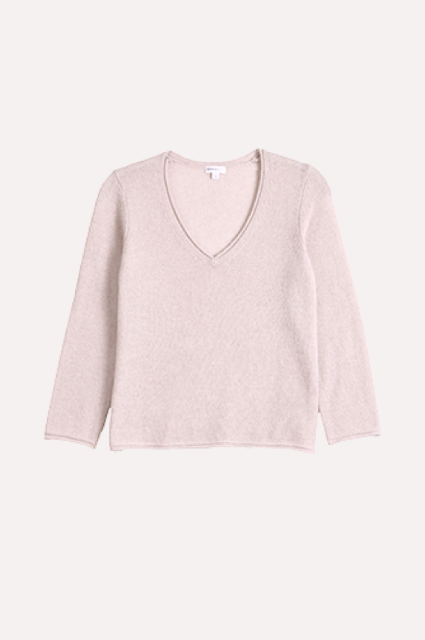 Minnie Rose Sheer Luxury Cashmere V Neck With Rolled Trims