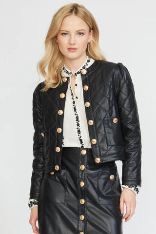 Stellah Vegan Leather Quilted Jacket