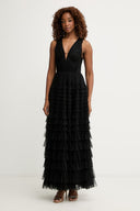 Twinset Ruffle V-Neck Dress Black