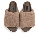 ROAM Fuzzy Platform Taupe Faux Shearling Slides