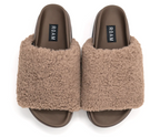 Roam Fuzzy Platform Taupe Faux Shearling Slides