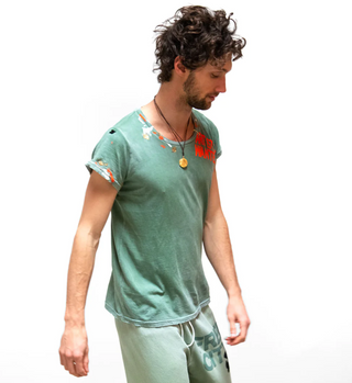 Free City Artists Wanted Paint Short Sleeve Tee in Surplus Green