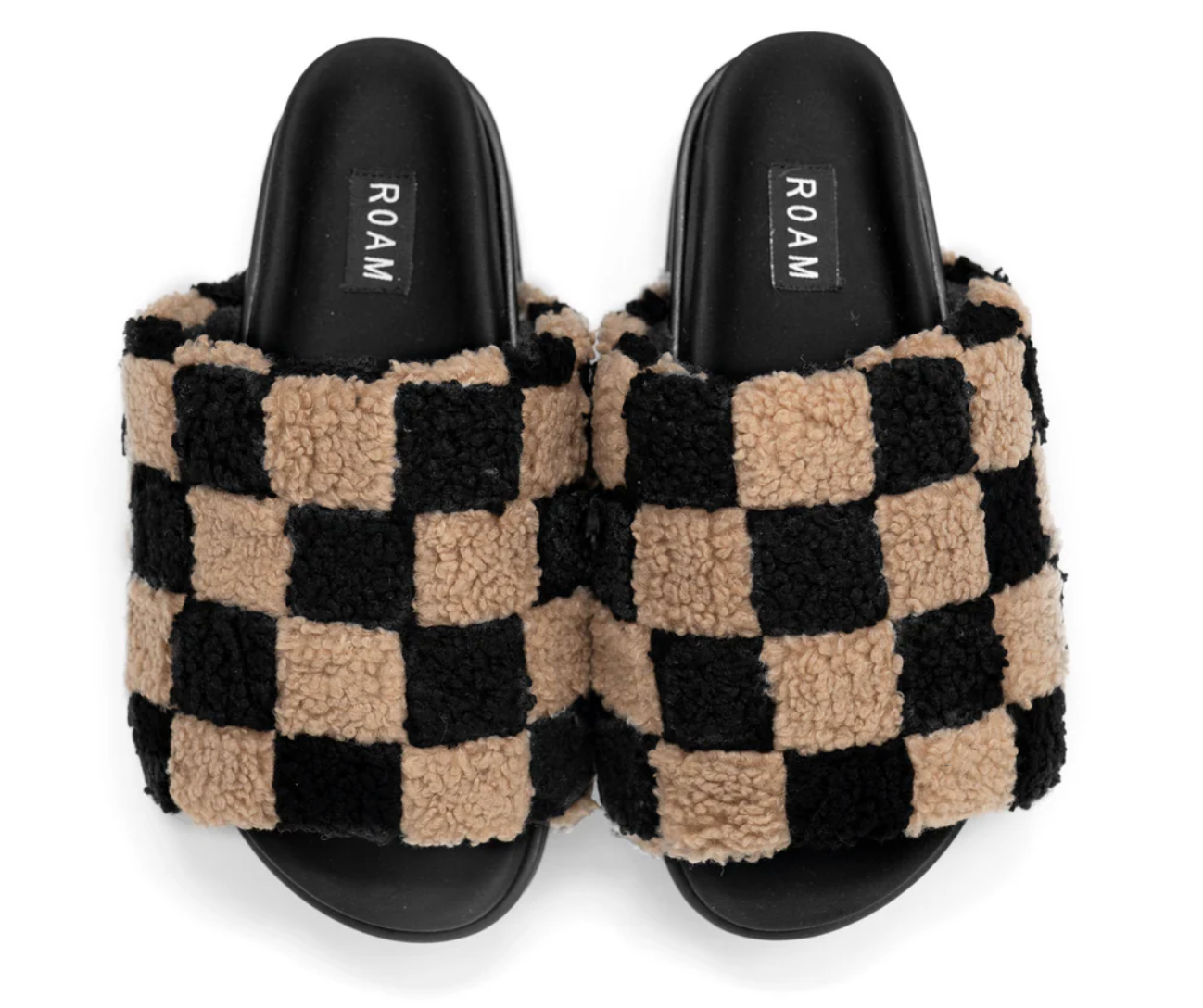 ROAM Fuzzy Checker Stack Platform Shearling Sandal