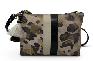 Kempton & Co. Blush Metallic Camo Suede Nottingham Crossbody