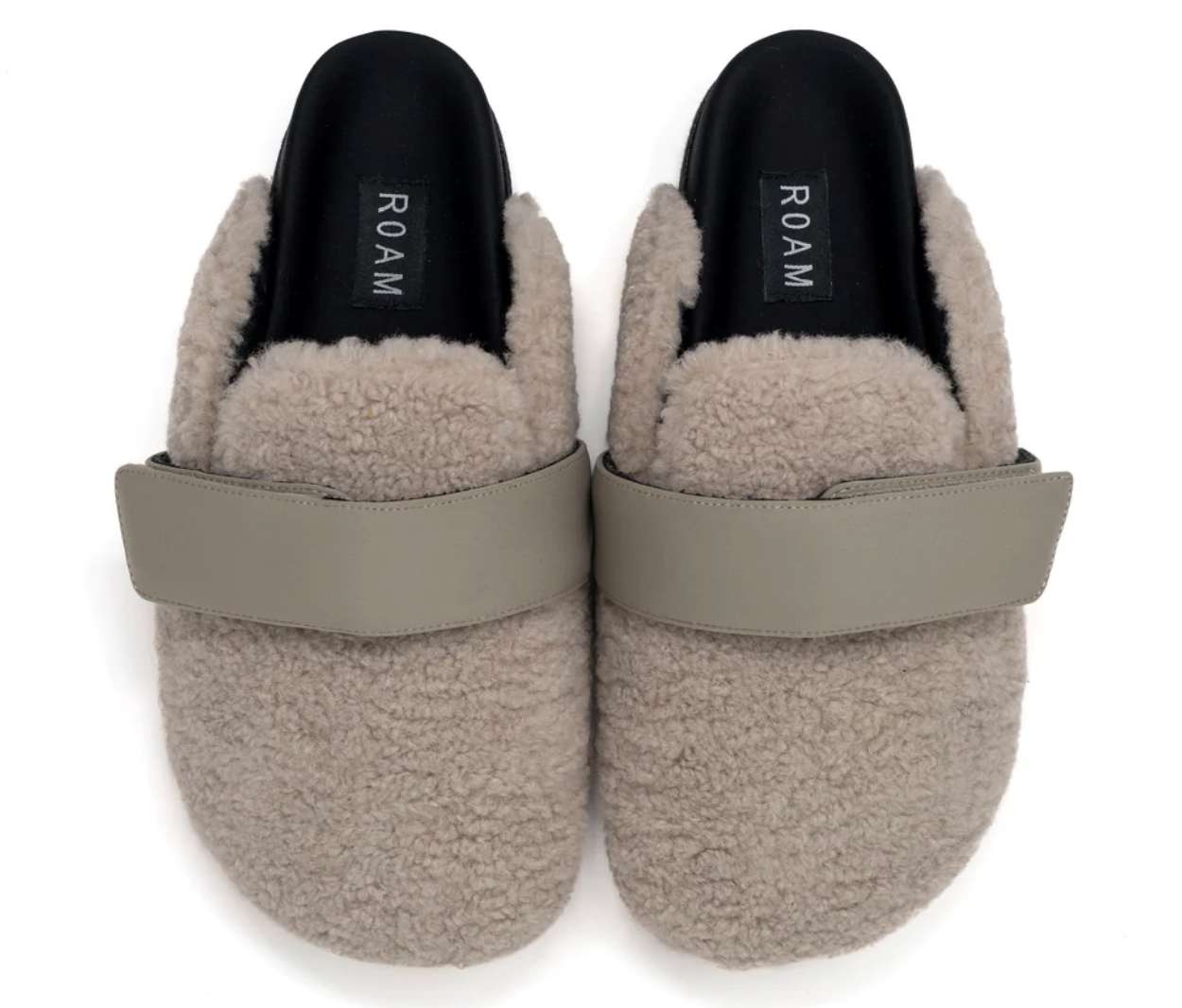 ROAM Fuzzy Loafer Mule Cement Faux Shearling