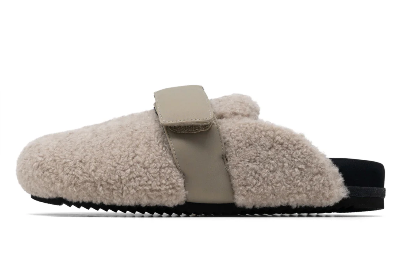 ROAM Fuzzy Loafer Mule Cement Faux Shearling