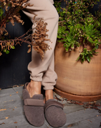 ROAM Fuzzy Loafer Mule Taupe Fur Shearling