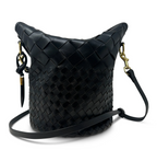 Kempton & Co. Richmond Bucket Bag Black Threaded Weave