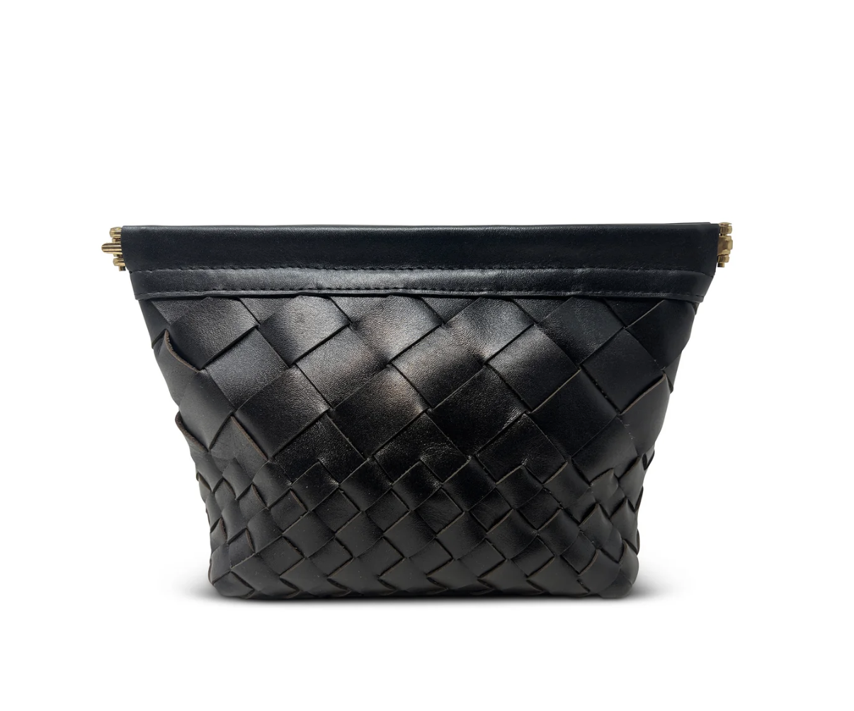 Kempton & Co. Black Threaded Weave Make Up Bag