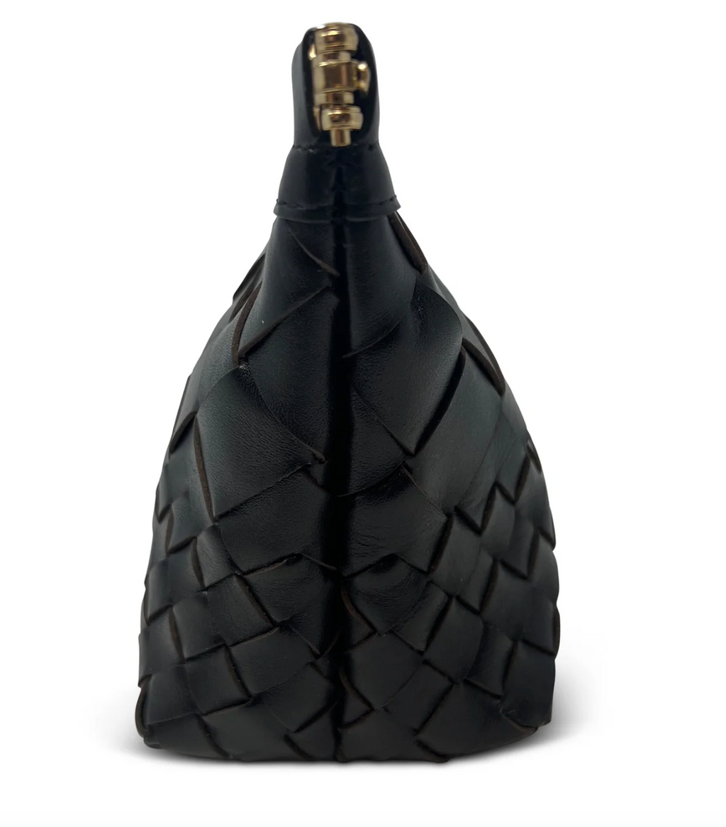 Kempton & Co. Black Threaded Weave Make Up Bag