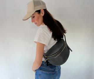 Kempton & Co. Inez Belt Bag in Gunmetal Geo Sport Perf