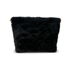 Kempton & Co. Black Shearling Snap Make Up Bag