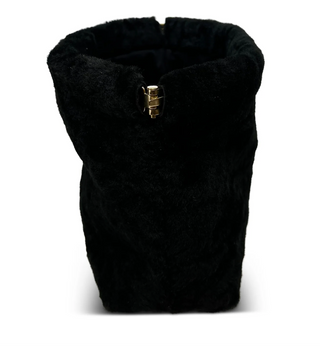 Kempton & Co. Black Shearling Snap Make Up Bag