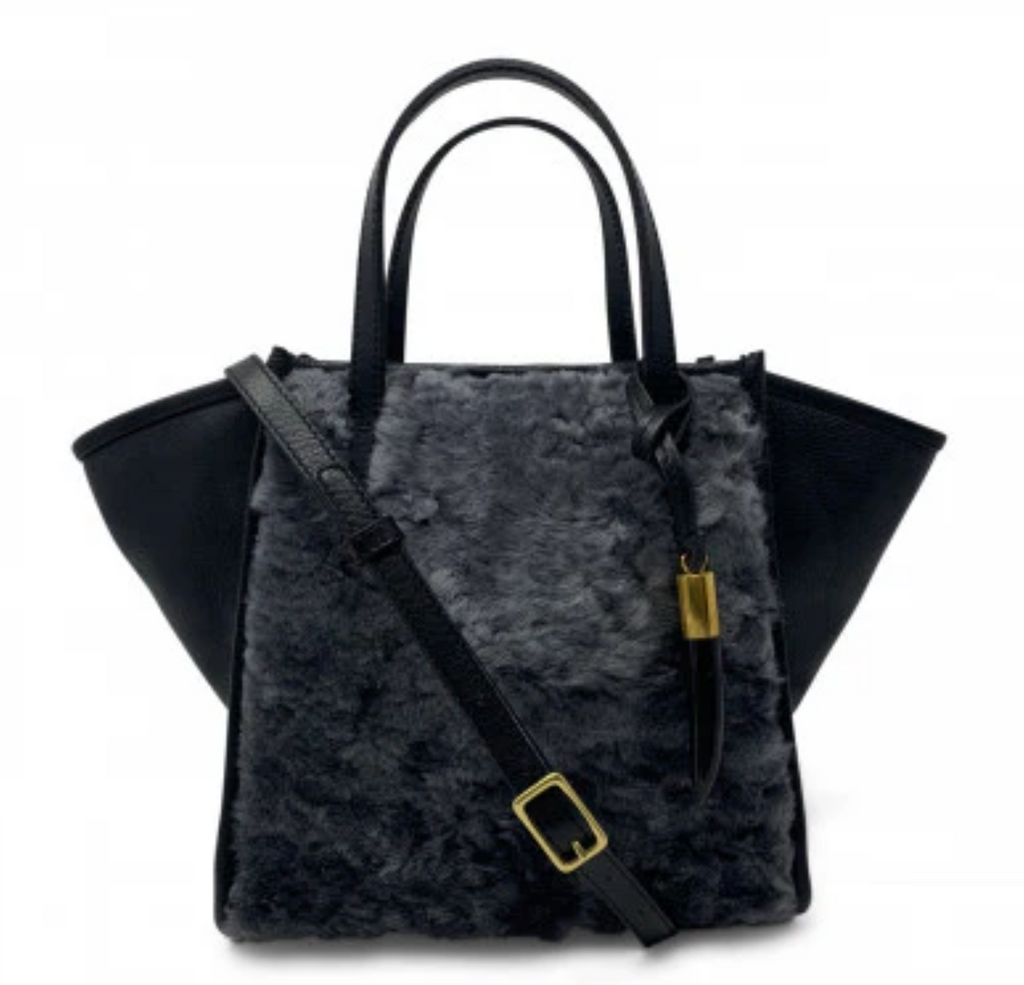 Kempton & Co. Stone Shearling Mini Tote