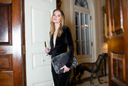 Kempton & Co. Stone Shearling Clutch