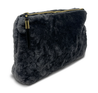 Kempton & Co. Stone Shearling Clutch