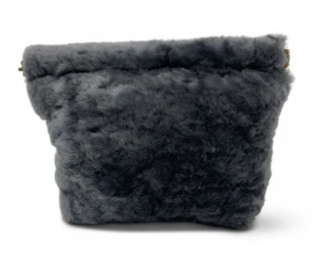 Kempton & Co. Stone Snap Shearling Make Up Bag