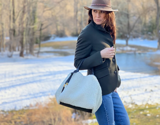 Kempton & Co. Square Tote in Natural Shearling