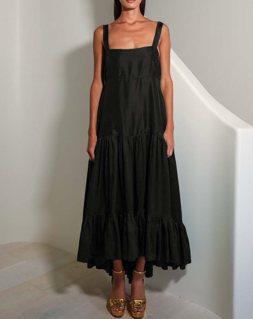 AZEEZA Griffon Raw Silk Midi Dress