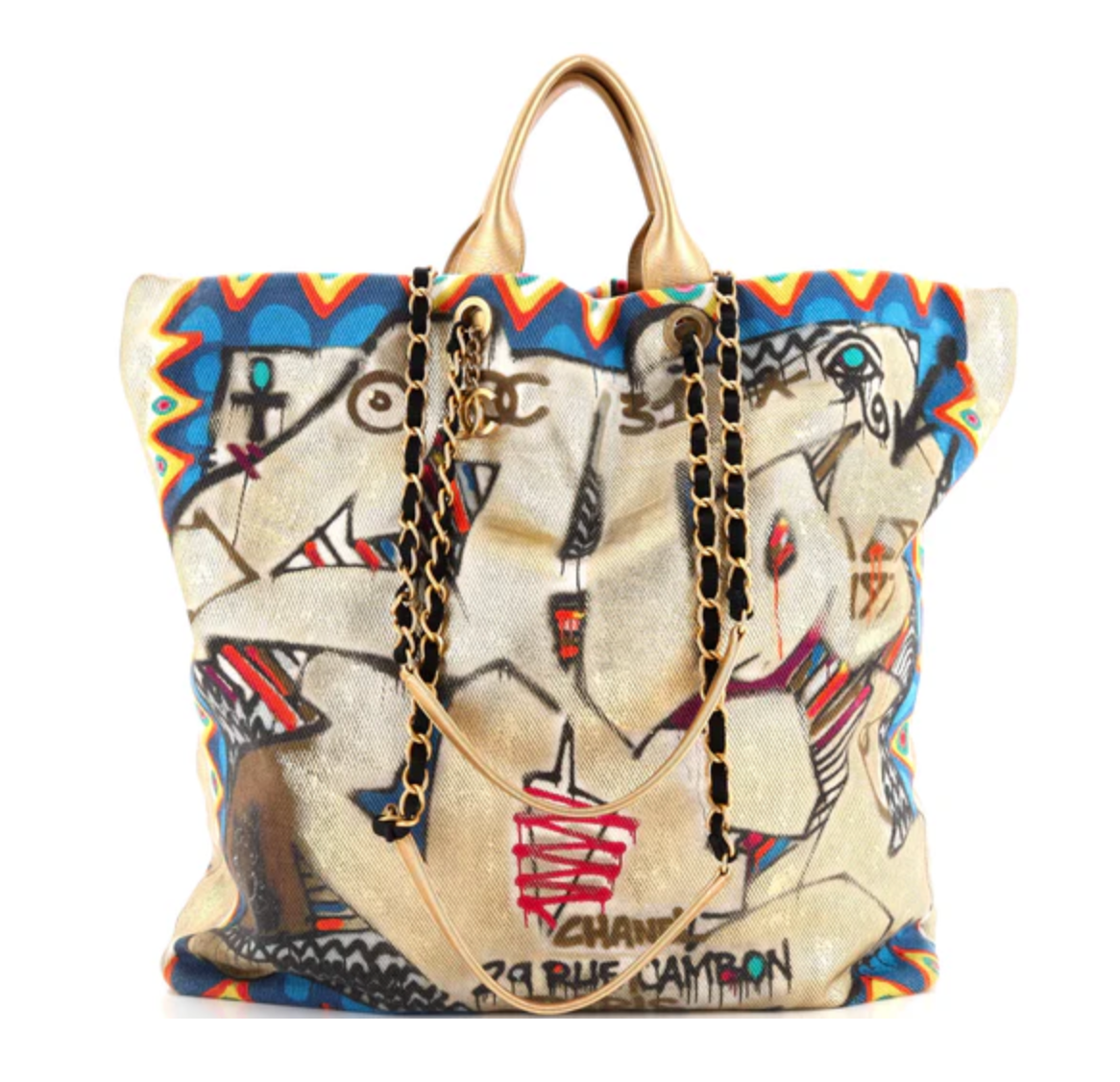 Chanel Paris-New York Street Spirit Shopping Tote Graffiti Print Canvas Maxi