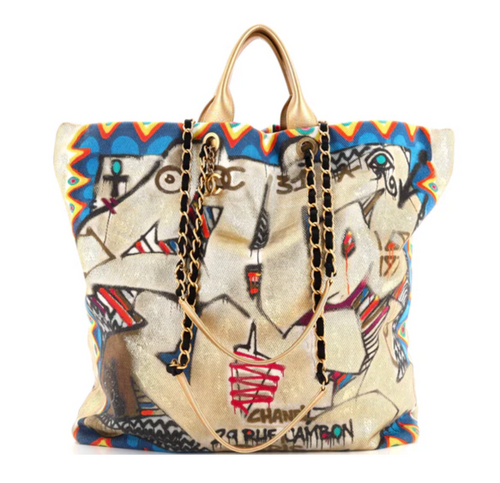 Chanel Paris-New York Street Spirit Shopping Tote Graffiti Print Canvas Maxi